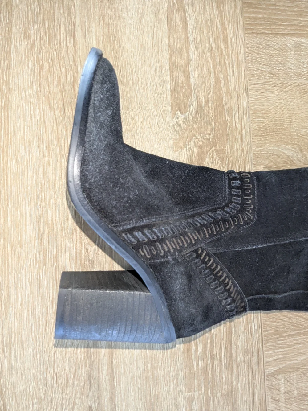 Over-the-Knee Black Suede Block Heel Boots